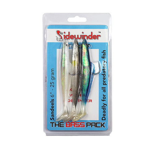 Sidewinder sandeel lures(3) - Bass Pack 25g